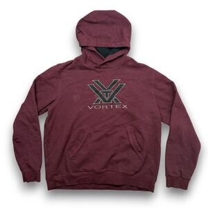 Vortex Hoodie Mens 2XL Maroon Embroidered Pullover Fleece Lined Kangaroo Pocket